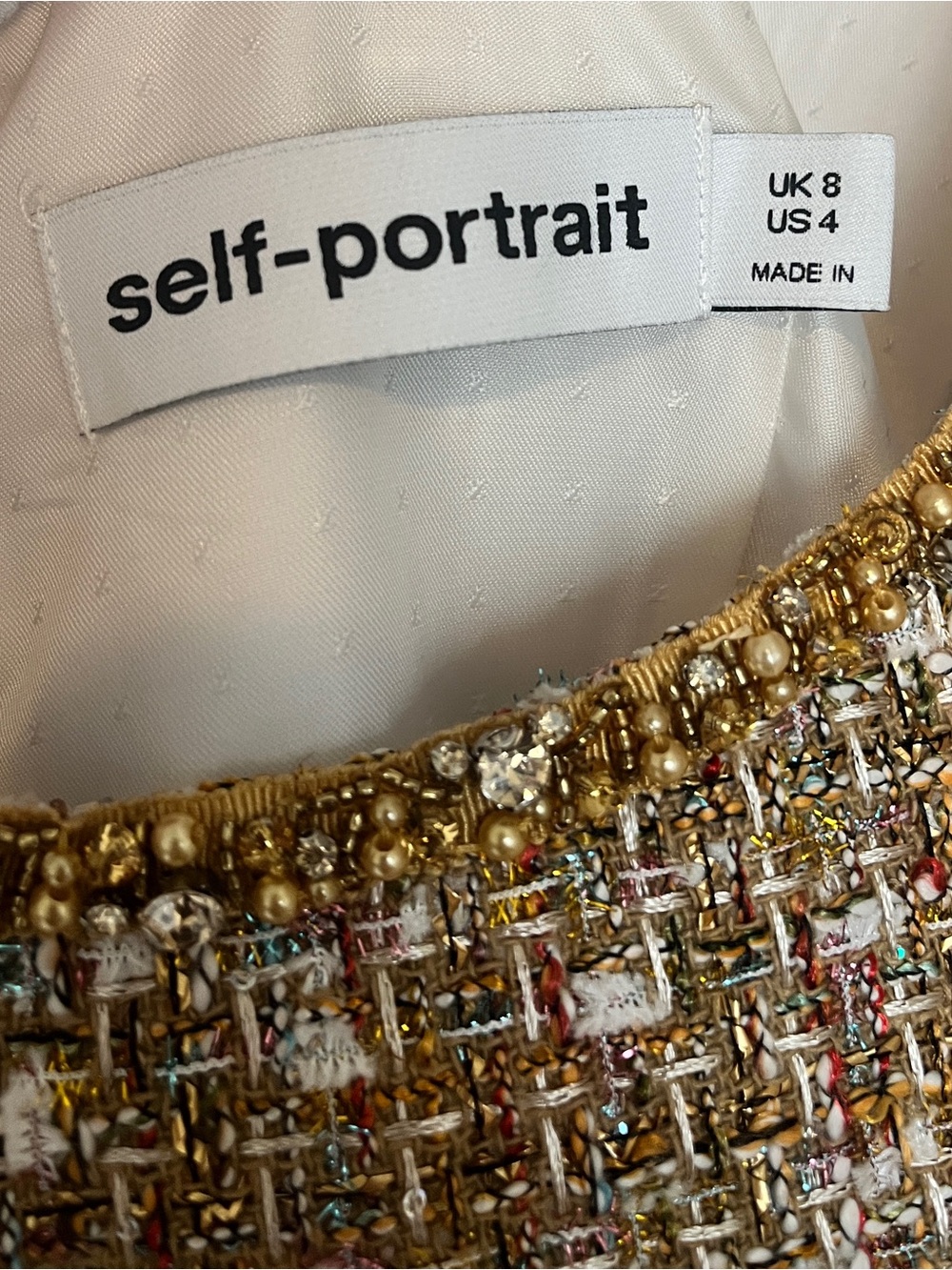 Self Portrait Tinsel Boucle Tweed Mini Dress Size 4 - Picture 7 of 12